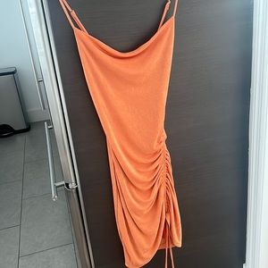 Orange fashion nova mini dress with cinch tie size XS